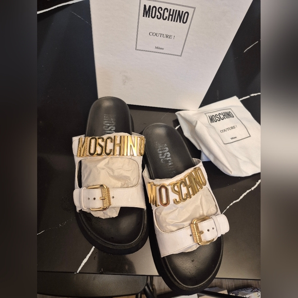 Moschino White and Gold Sandals - Picture 3 of 5